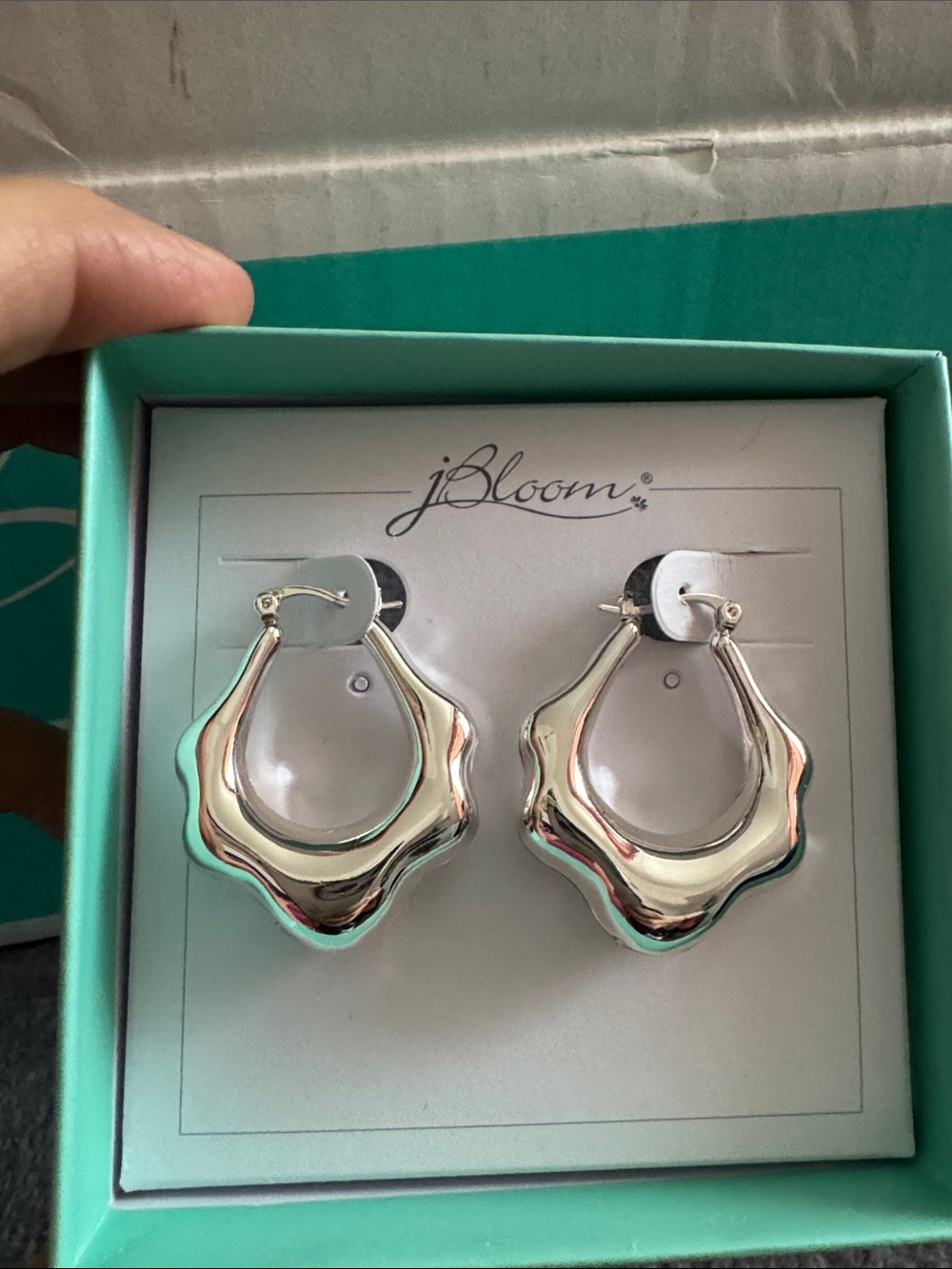 bloom Polished Silver Wavey Ripple Hoop Earrings Women’s Fashion Jewelry